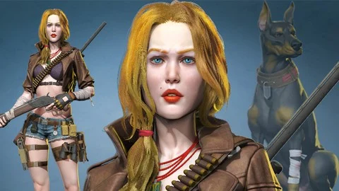 ZBrush中级作品《女孩与狗》